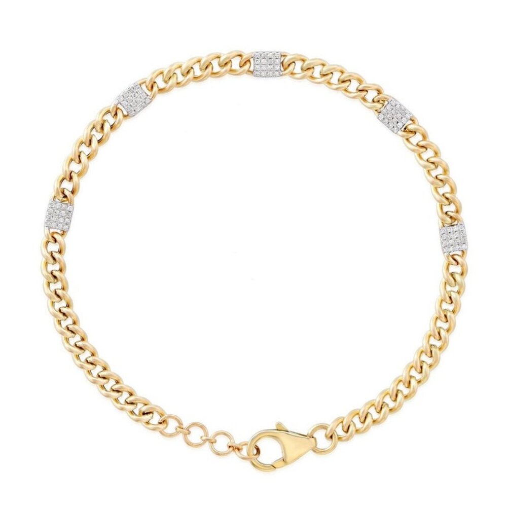 Stream Diamond 14K (or 18k upon request) Yellow Gold Chain Link Bracelet